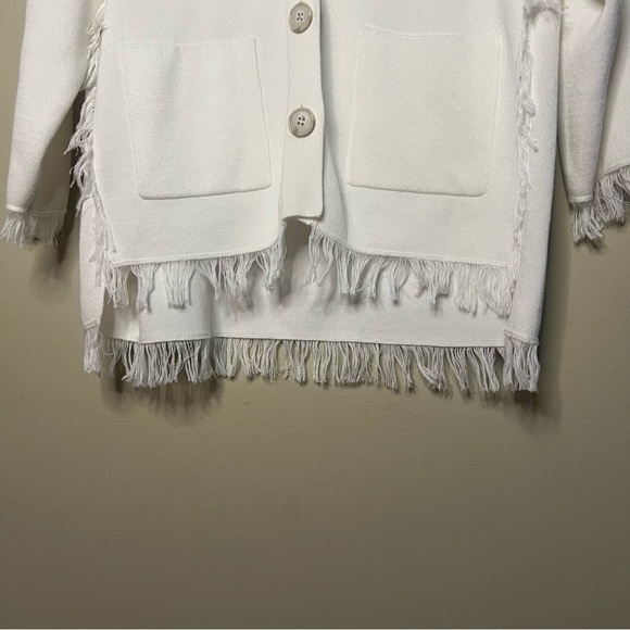 Repeat Size XS Cotton Blend Cardigan Fringe Ivory - Picture 4 of 13
